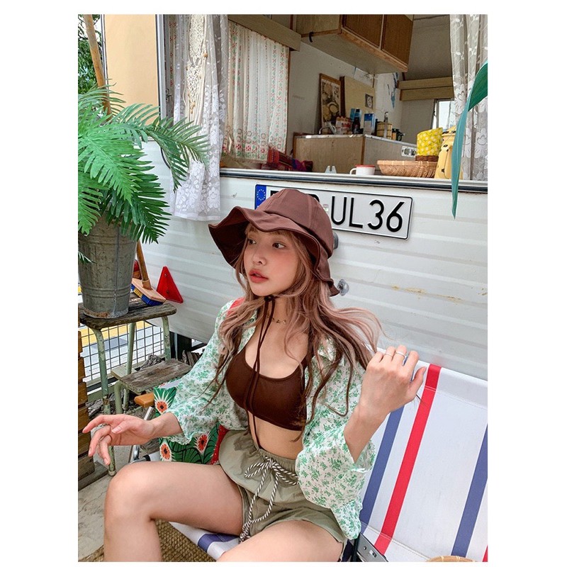 Set bikini tặng kèm mũ như hình (kèm video cận chất)