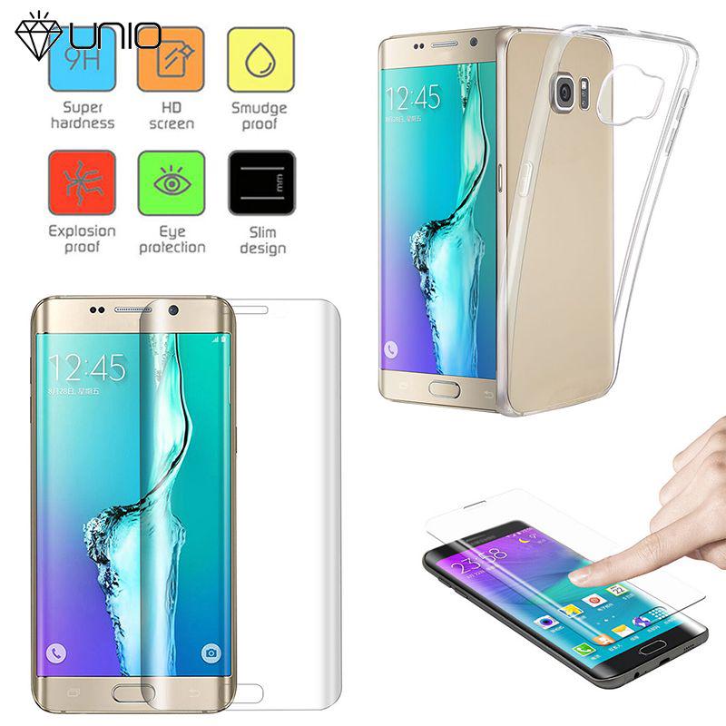 Ốp điện thoại TPU dẻo trong suốt kèm kính cường lực cho Samsung Galaxy S6 Edge Plus