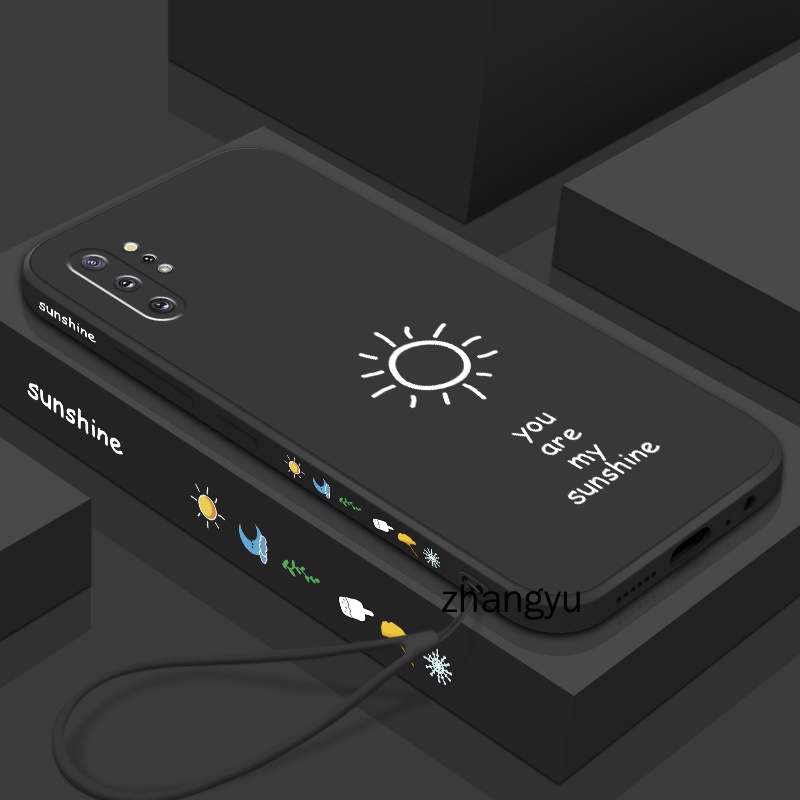 Ốp Điện Thoại silicone Mềm Họa Tiết Mặt Trời Có Dây Đeo Cho Samsung note 10 Samsung note 10 plus