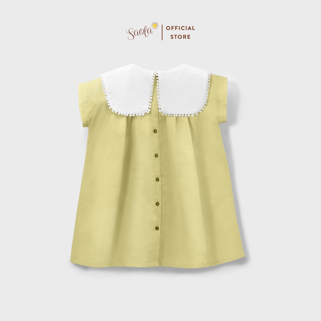 Đầm/ Váy Bé Gái BabyDoll Cổ Vuông Viền Ren Chất Liệu Linen Thoáng Mát - ALULA DRESS - DRL002 - SAOLA KIDS CLOTHING