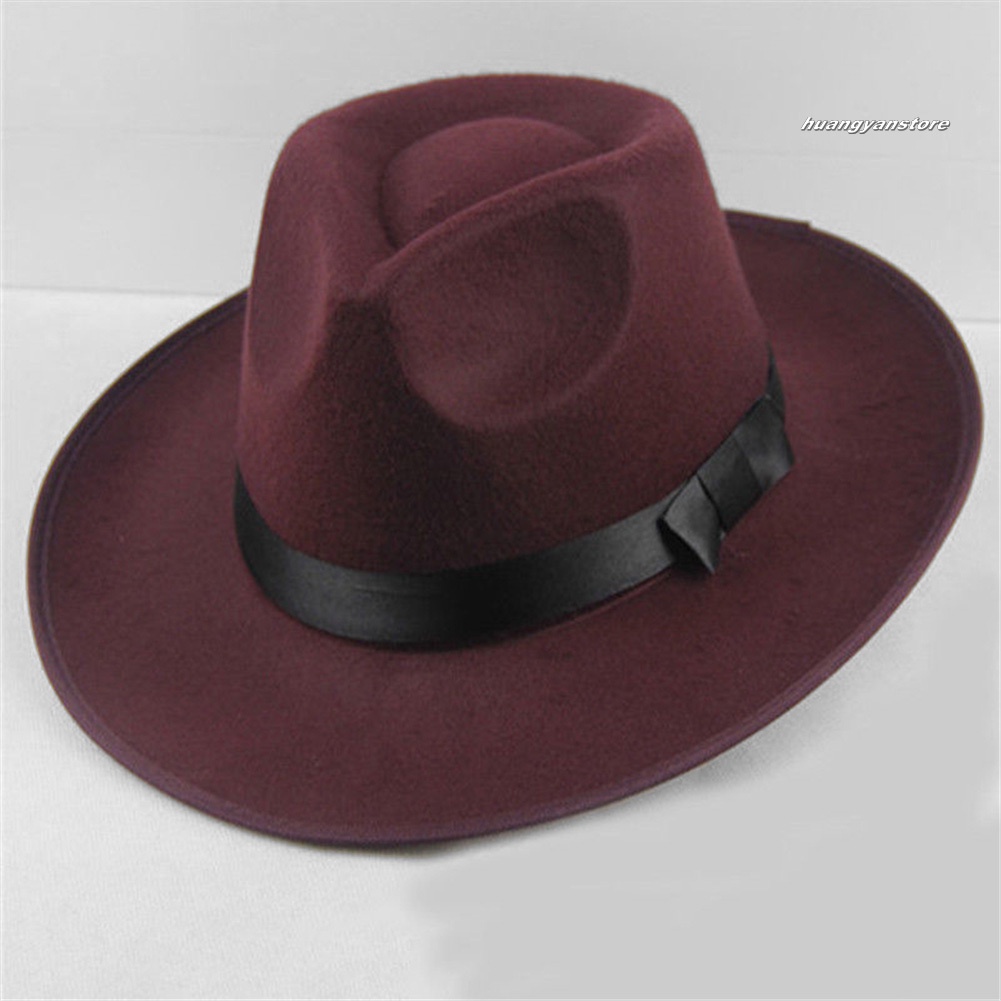 Mũ Fedora Panama Vành Rộng Bằng Vải Nỉ Cứng Kiểu Vintage Thời Trang Mùa Thu Cho Nam Và Nữ