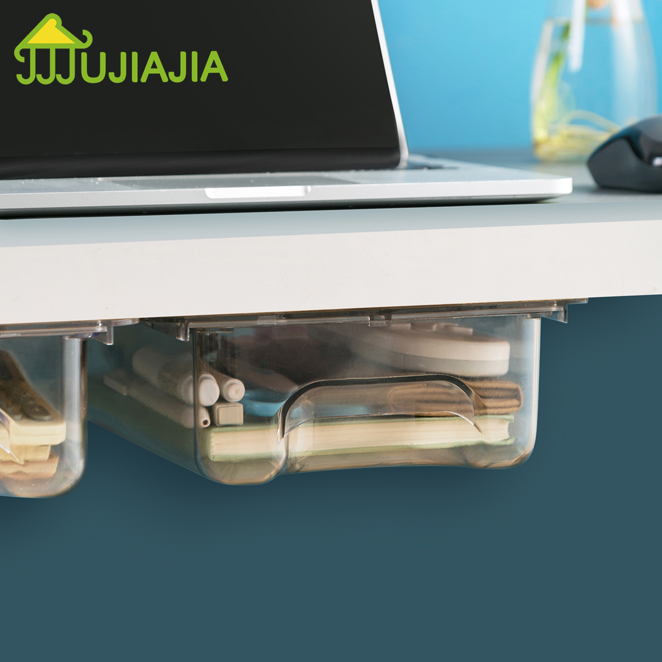 JUJIAJIA Large Capacity Transparent Dust Proof Free Punch Storage Drawer under Desk