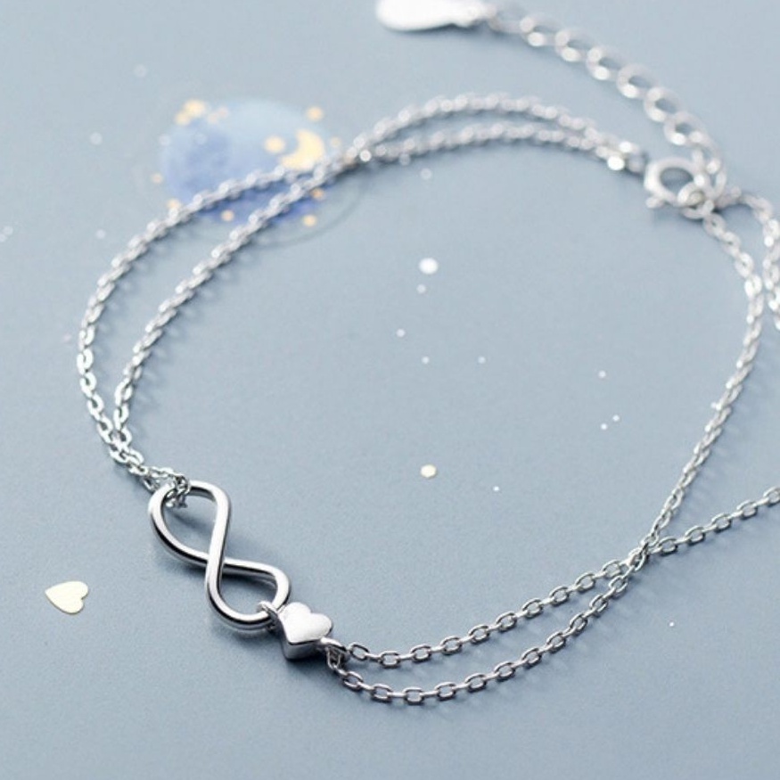 Vòng tay nữ bạc mạ 925 cao cấp hình vô cực phong cách nhẹ nhàng hàn quốc trang sức CINLA VT004