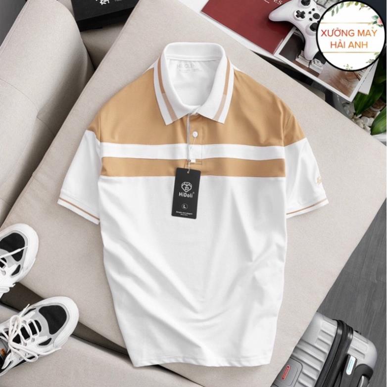 Áo Polo Nam Chất Vải Cotton Co Giãn, Không Xù Không Nhăn, Áo Phối Màu Thêu Tay Hàng Chất Lượng Cao