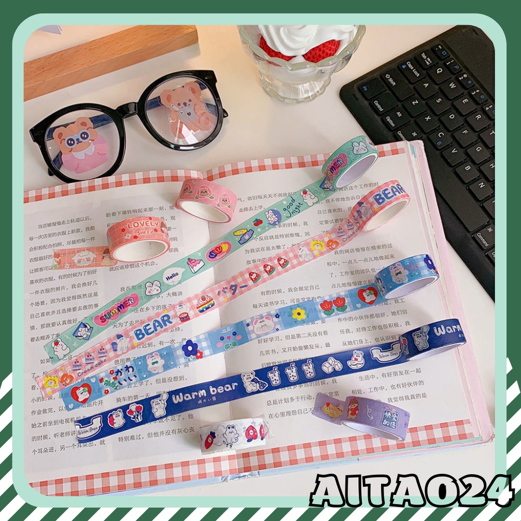 47 mẫu Washi tape hoạt hình cuộn 3met
