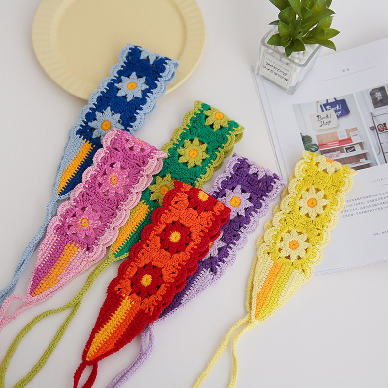 Brroa Khăn Trùm Đầu Dệt Kim Nhiều Màu Sắc Phong Cách Retro Cho Kerchief Lưng