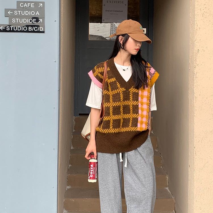 Áo ghi lê SUXI cổ chữ V dáng rộng thời trang mùa thu dành cho nữ