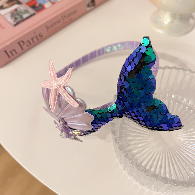 Kẹp Tóc Hình Vỏ Sò / Sao Biển Đính Kim Sa Lấp Lánh Dễ Thương Cho Bé Gái