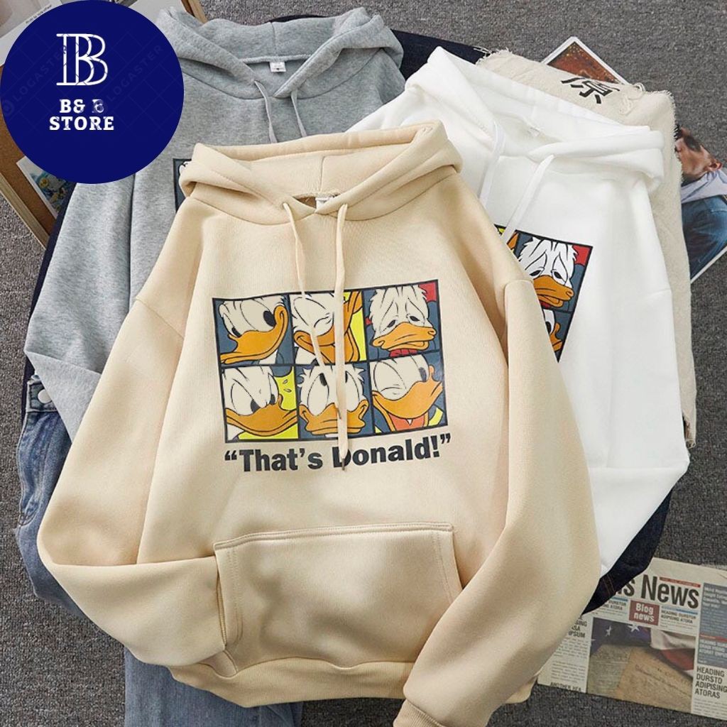 ÁO KHOÁC HOODIE NỈ UNISEX FORM RỘNG NAM NỮ IN VỊT CỰC ĐẸP