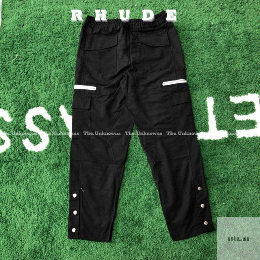 👑👑-Quần Snap R.HUDE CUPRO BLACK CARGO PANTS,quần cargo pants ống suông cao cấp full túi tag