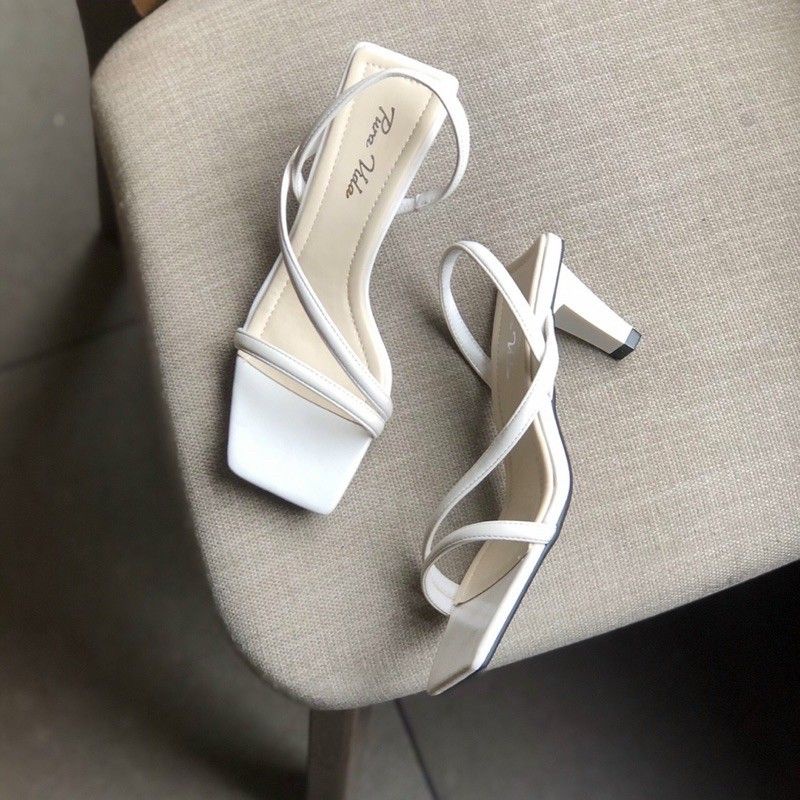 Giày SanDal Cao Gót Đế Nhọn Quai Mãnh, Sandal Quai Chéo 5 Phân, Cao Gót Quai Dây