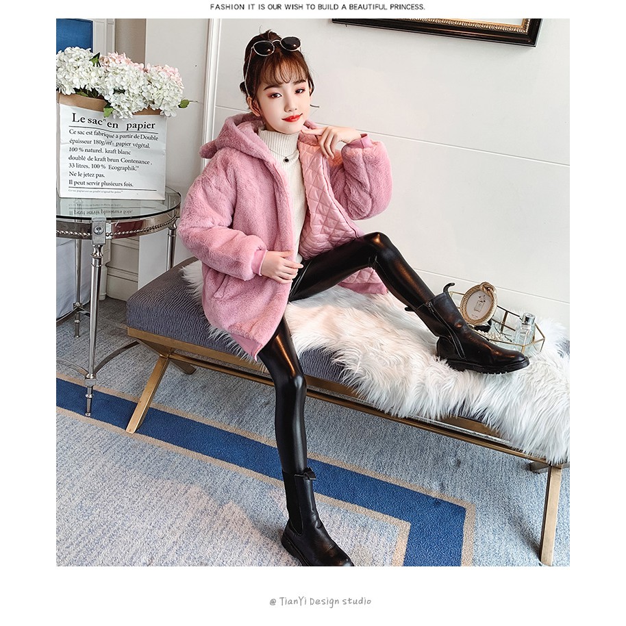 Áo khoác lông  bé gái 12 tuổi ☑️ Áo Khoác Dài Tay Hàn Quốc size đại 25kg 30kg 35kg 40kg 45kg