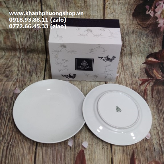 Dĩa sứ trắng Minh Long tròn trơn 13,15,18,20,22cm - dĩa sứ trắng Minh Long tròn trơn