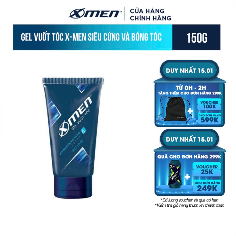 [Mã COSMEN giảm 8% đơn 250K] Gel X-men Siêu cứng &amp; bóng tóc 150g