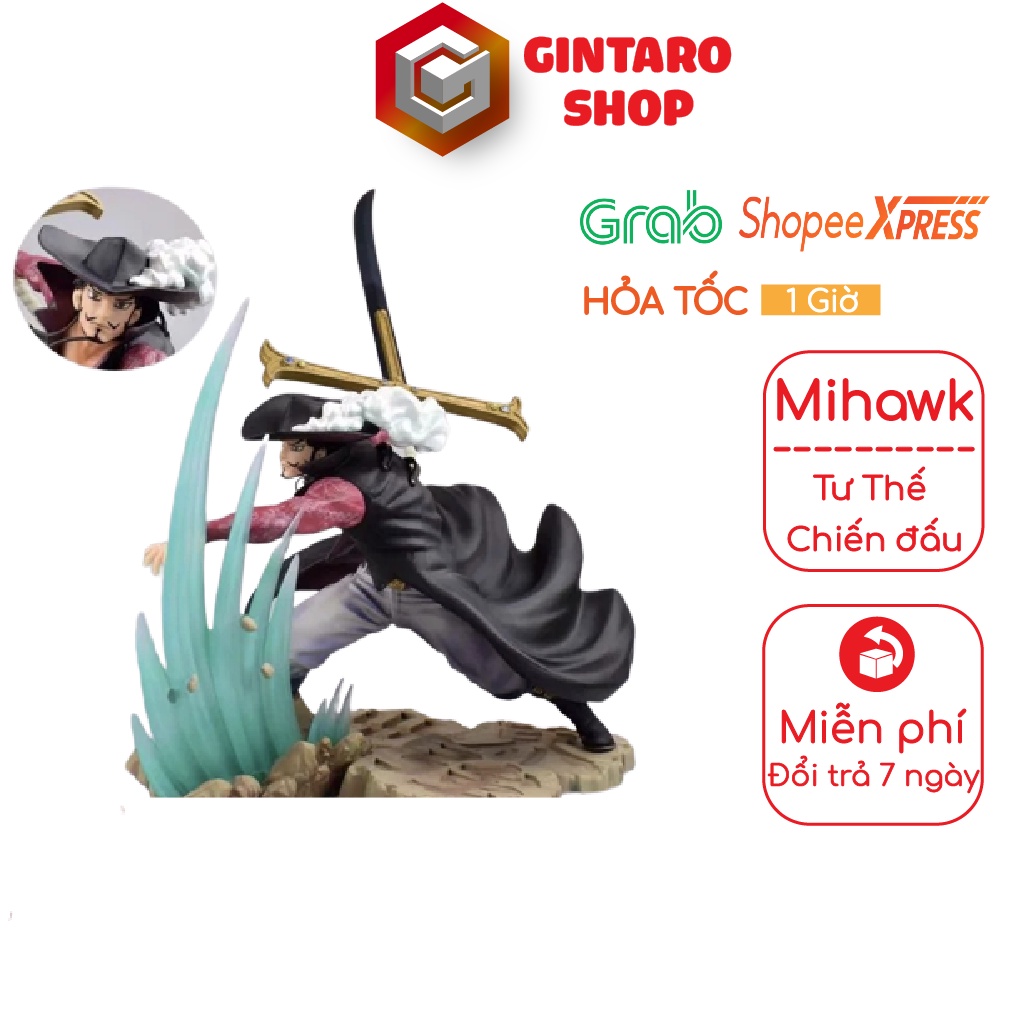 Mô hình One Piece Mihawk hiệu ứng chiến đấu cực đẹp, Mô hình Mihawk hiệu ứng cao 30Cm có hộp màu đẹp