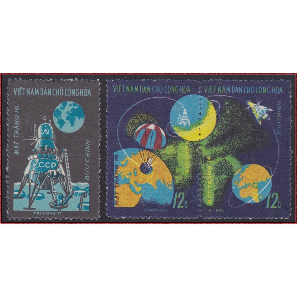 Tem sưu tập MS 258 Tem Việt Nam Trạm vũ trụ tự động Luna 16 1971 ( 3 tem )