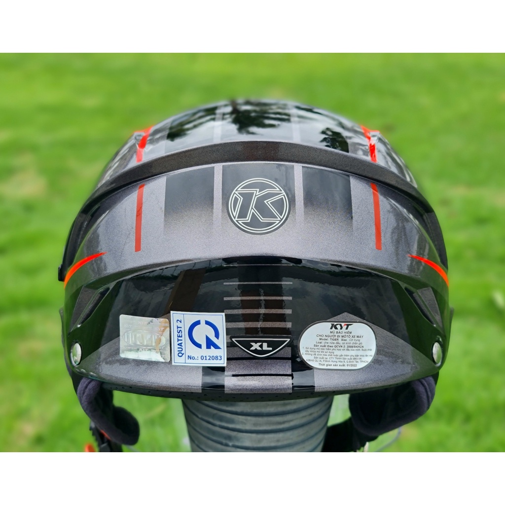 Nón bảo hiểm 3/4 cao cấp KYT Tiger Jet tem 05 đen/đỏ