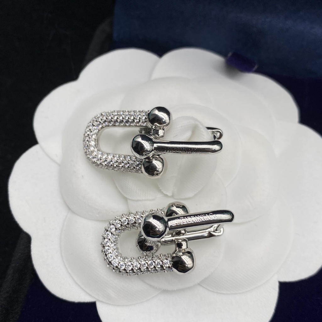 Bộ Trang Sức Mạ Bạc 925 Hình Chữ U Đính Kim Cương Nhân Tạo Dành Cho Cặp Đôi