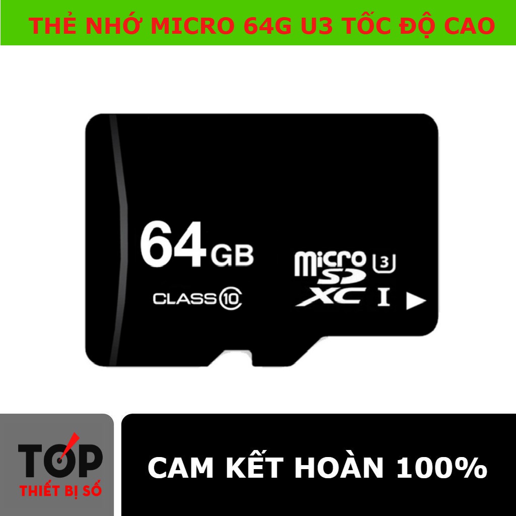 Thẻ nhớ Micro SD U3 dung lượng 64G có thể dùng cho camera ip/ camera hành trình, Điện thoại | BigBuy360 - bigbuy360.vn