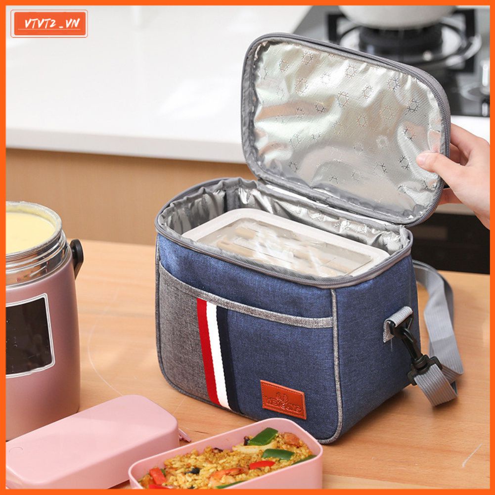 Cá Tuyết Weyoung Bento Cách Nhiệt Túi Xách Tay Túi Đựng Hộp Cơm Trưa Học Sinh Có Sọc Túi Đựng Đồ Ăn Trưa Cách Nhiệt Bento Túi
