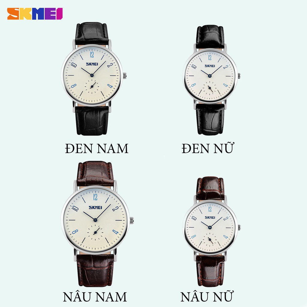 [CÓ VIDEO - ẢNH THẬT] Đồng hồ đôi thời trang SKMEI 9120 dây da, mặt tròn | BigBuy360 - bigbuy360.vn