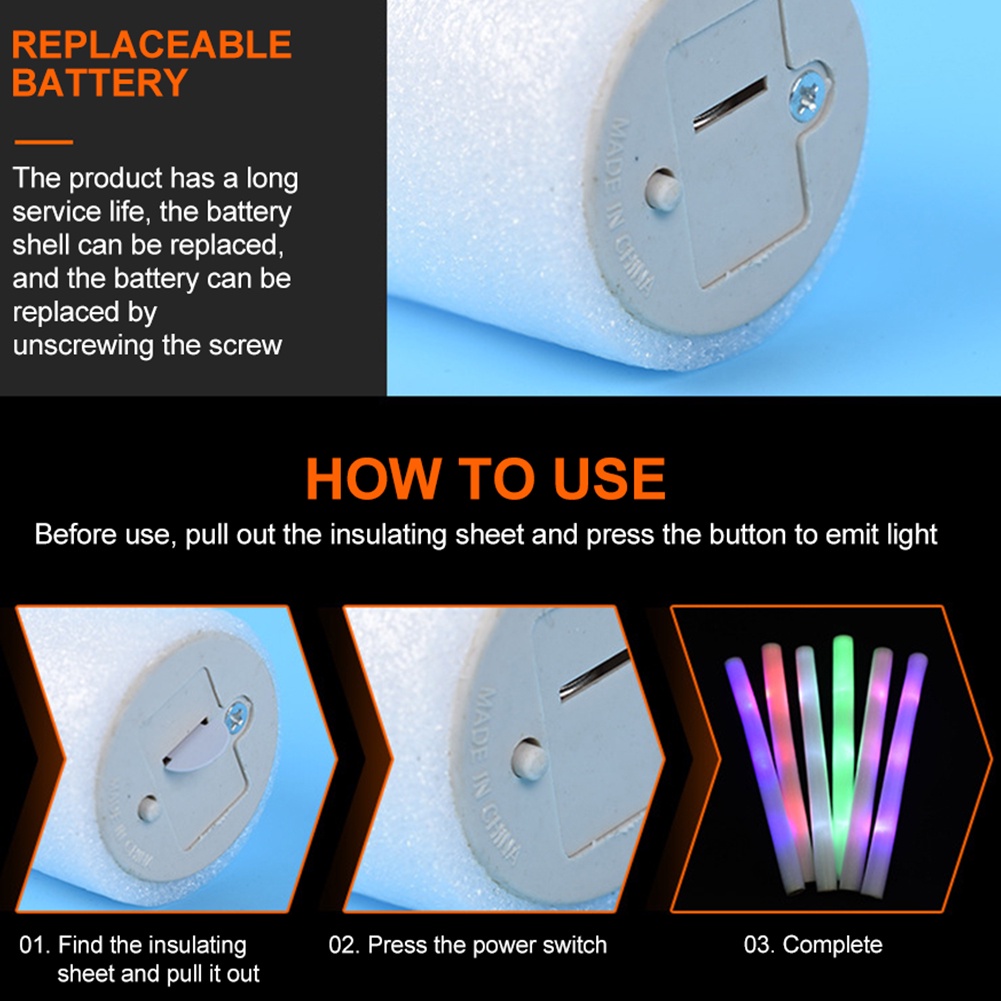 Set 20 Que Xốp Nhiều Màu Có Đèn LED Phát Sáng Dùng Để Cổ Vũ