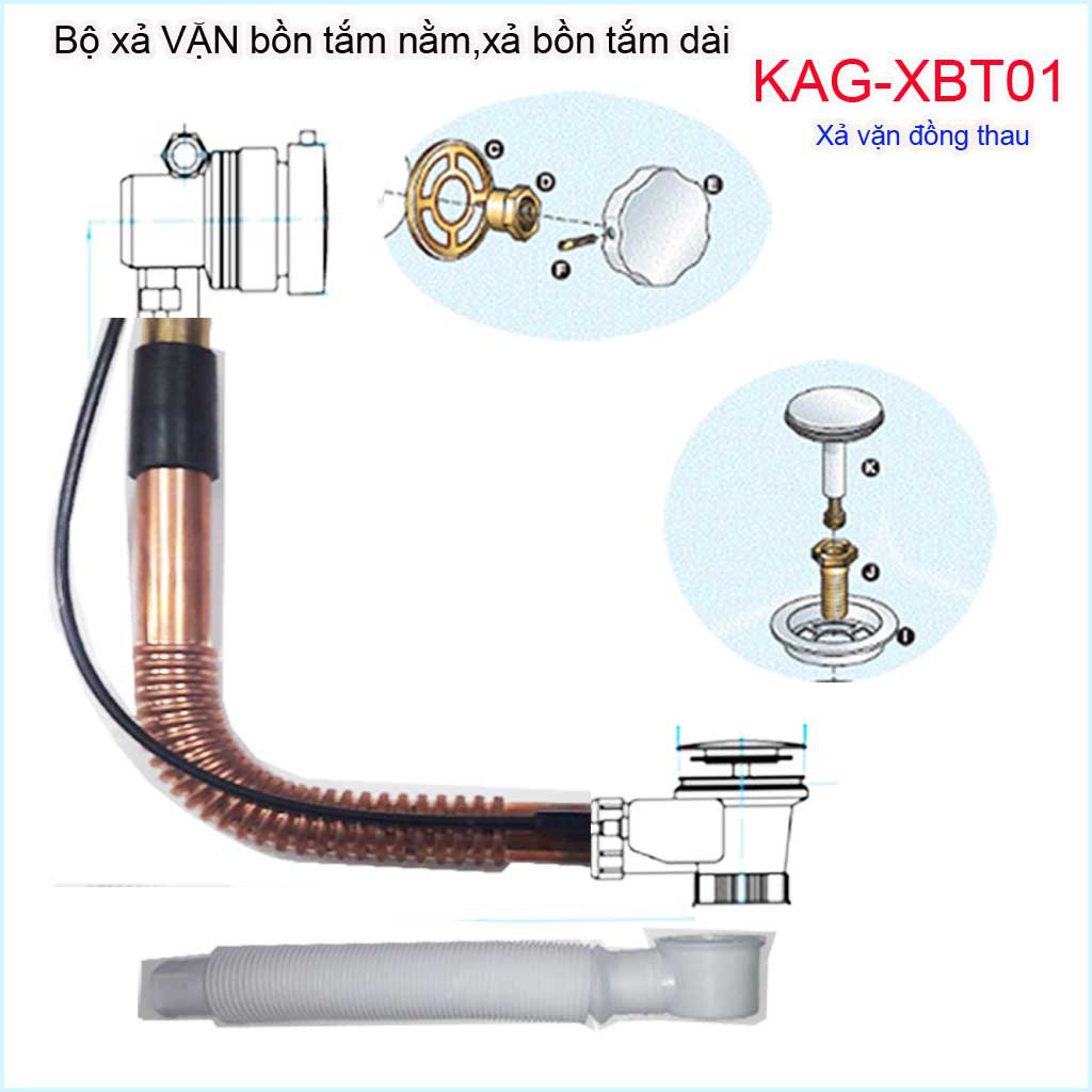 Xả vặn bồn tắm bằng thau, Bộ xả dùng cho bồn tắm nằm KAG-XBT01