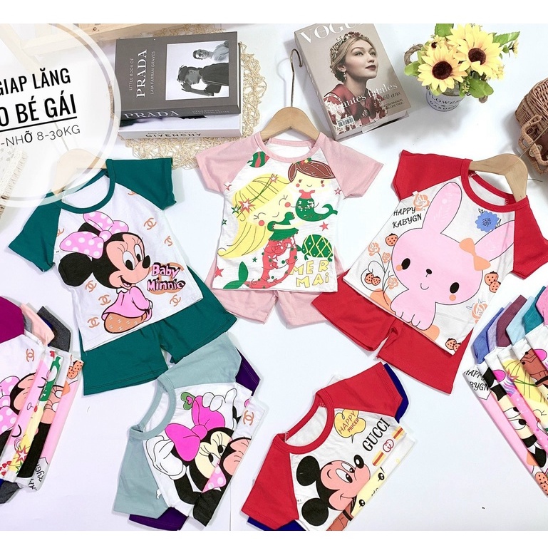 Bộ cộc tay nhiều họa tiết ngộ nghĩnh cho bé trai bé gái 7-18kg, vải cotton mềm mịn - BO90