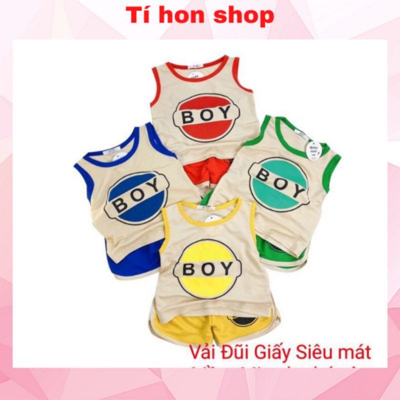 Bộ hè bé trai_ Bộ ba lỗ BOY chất đũi siêu mát mềm mại cho bé 8-20kg