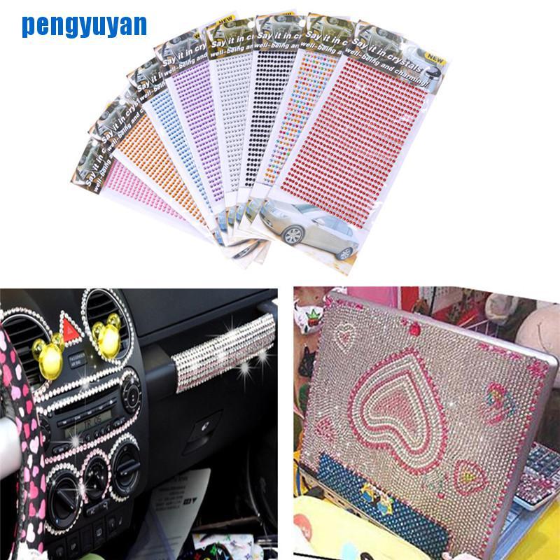 (Hàng Mới Về) Bộ 750 Hạt Kim Cương Giả Tự Dính 3mm Trang Trí Điện Thoại / Xe Hơi