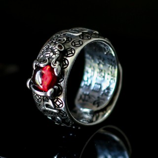 Nhẫn phong thủy nam bạc 925 thiềm thừ đính ngọc mang lại may mắn tài lộc