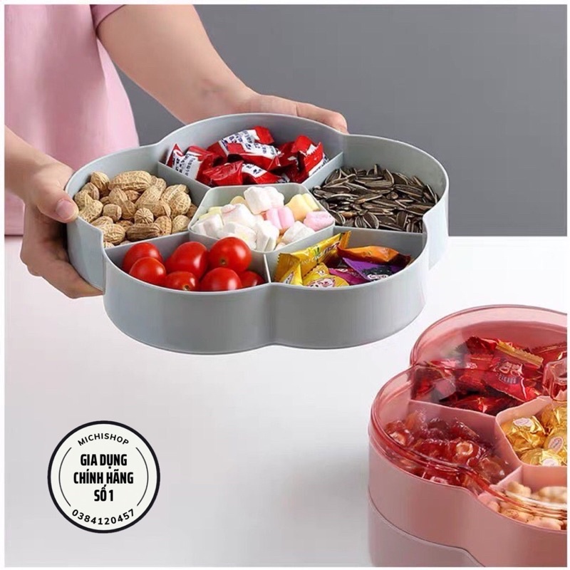 Hộp Mứt Tết, Khay Đựng Bánh Kẹo Tết Haru INOCHI Cao Cấp Hình Bông Hoa Mai