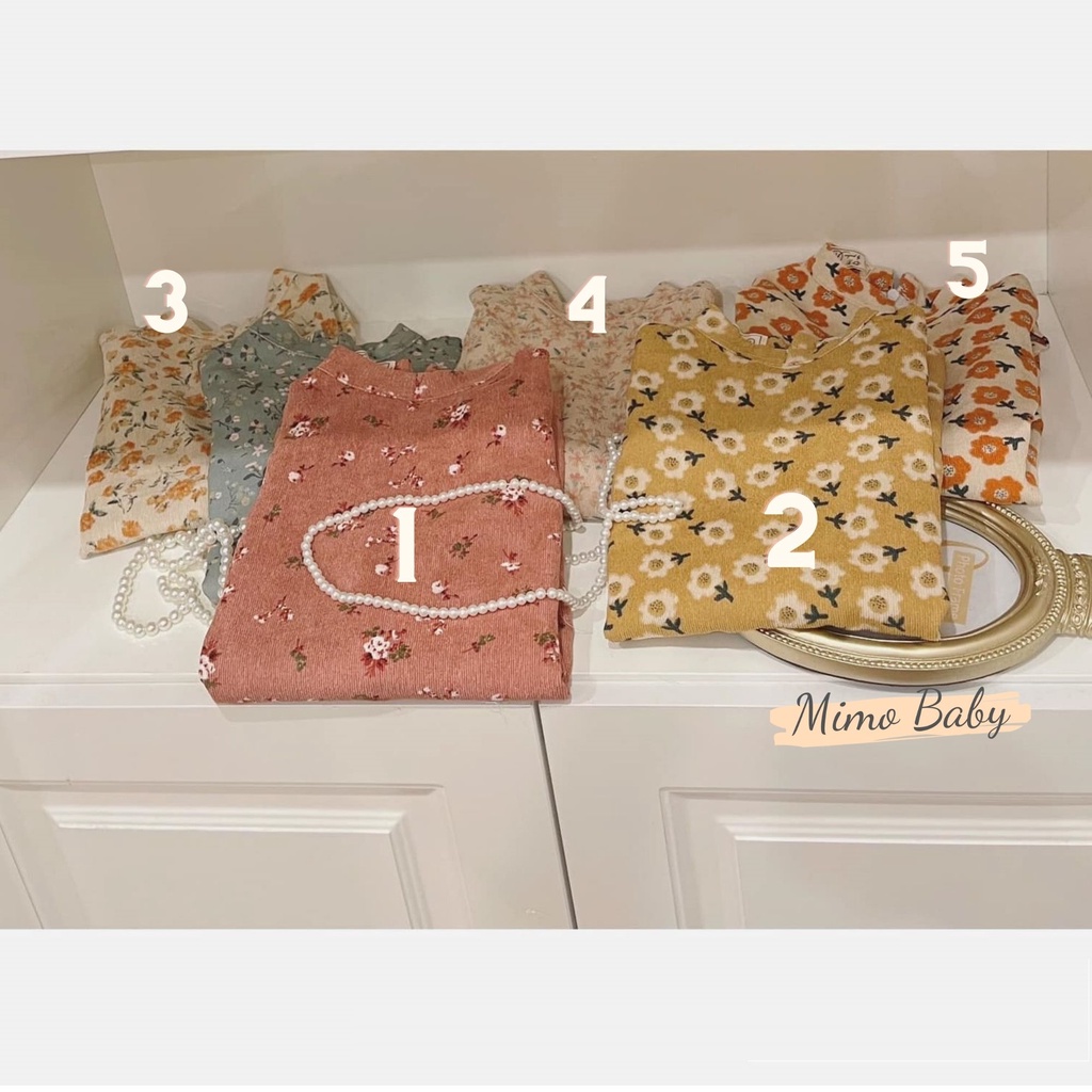 Áo dài nhung tăm hoa vàng cao cấp hàng thiết kế cho bé Mimo Baby AD07