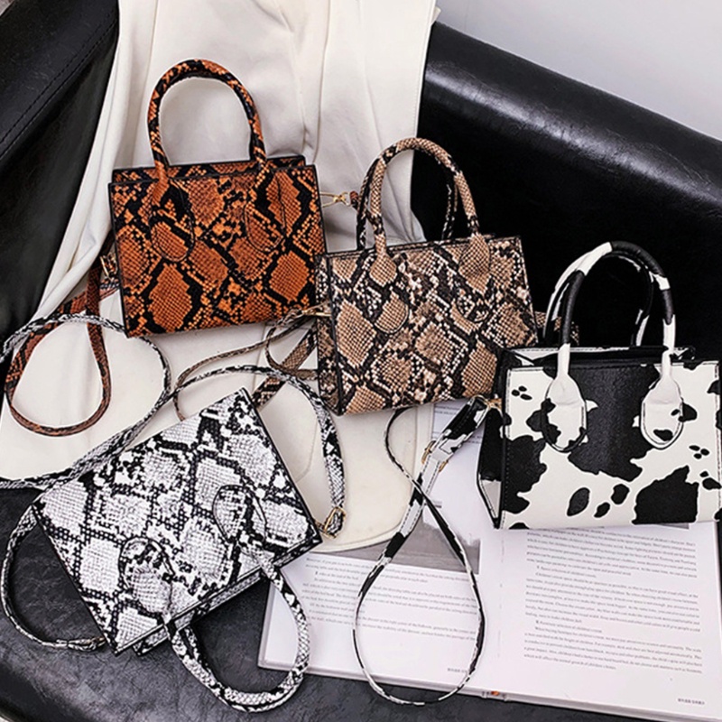Túi Đeo Chéo Vai Mini Bằng Da PU In Họa Tiết Da Bò Sữa Dành Cho Nữ