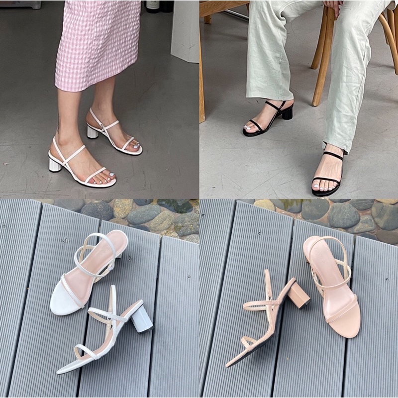 Sandal đon giản dây mãnh gót tròn cao 5p