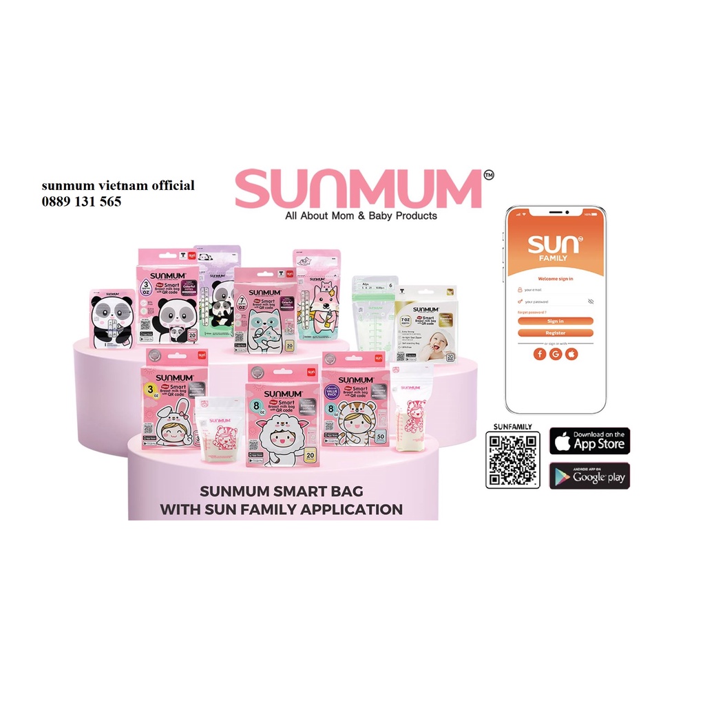 [Tặng 01 bút/ đơn hàng ] Túi trữ sữa Sunmum Thái Lan Mẫu mới