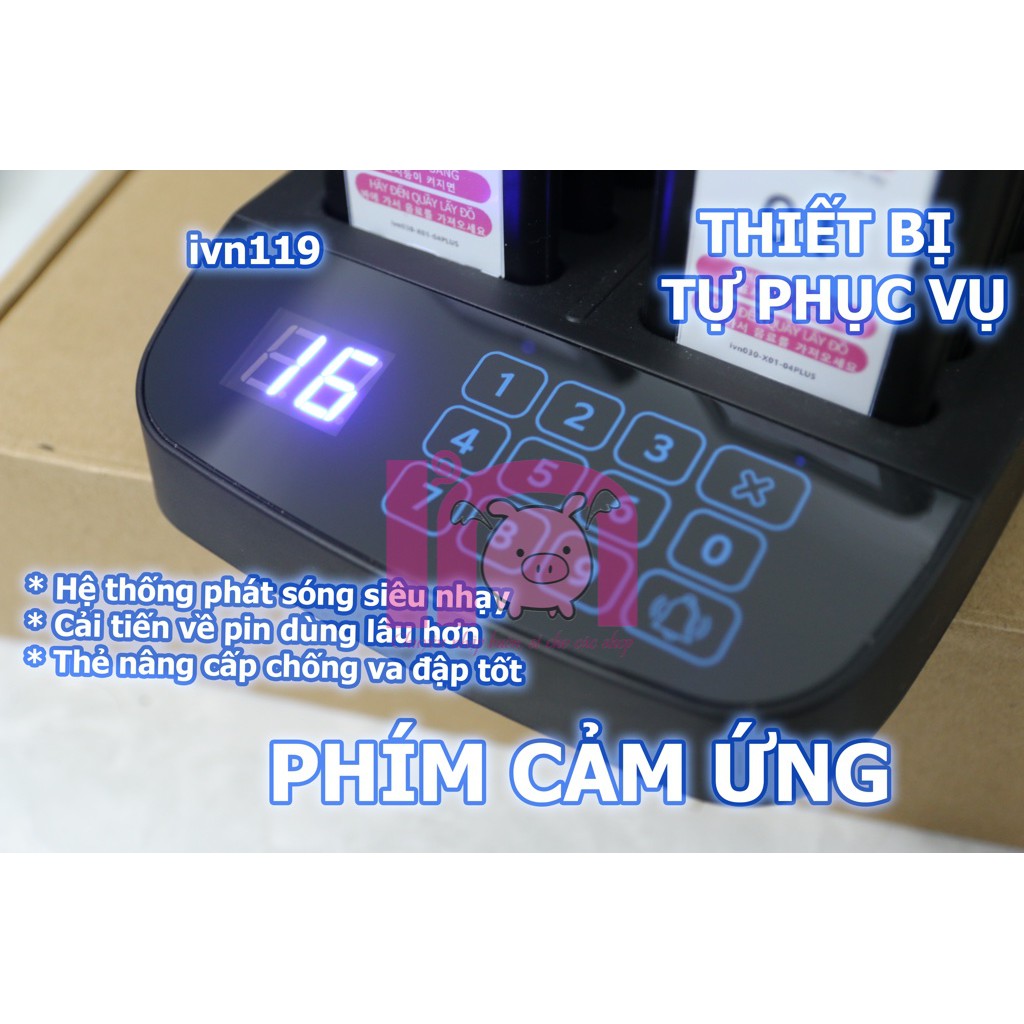 Bộ 16 thẻ rung tự phục vụ đèn xanh, phím cảm ứng ivn119 cho nhà hàng quán trà chanh cà phê trà sữa