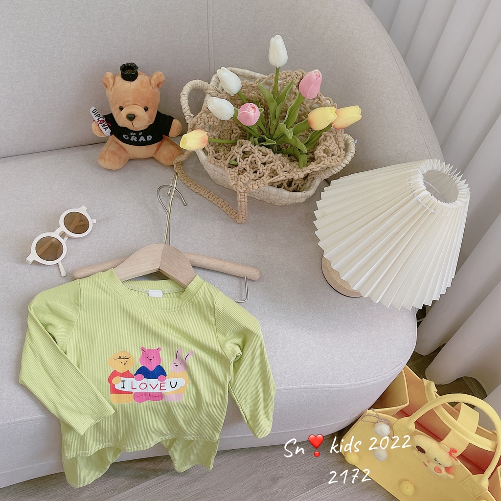 Bộ dài tay chất thun lạnh , Bộ tăm lạnh SN siêu mềm mại họa tiết mặt thú dễ thương cho bé