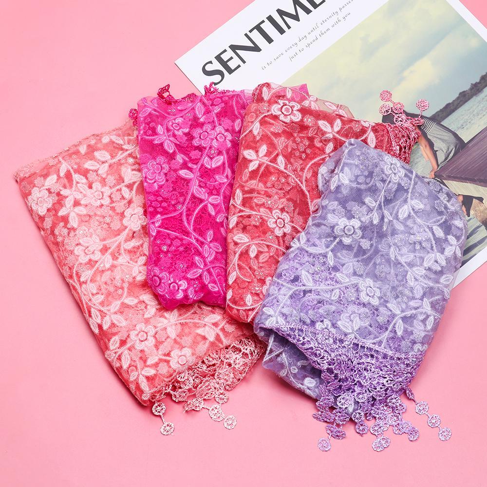 EUCA Khăn Choàng Chiffon Thêu Hoa Thời Trang