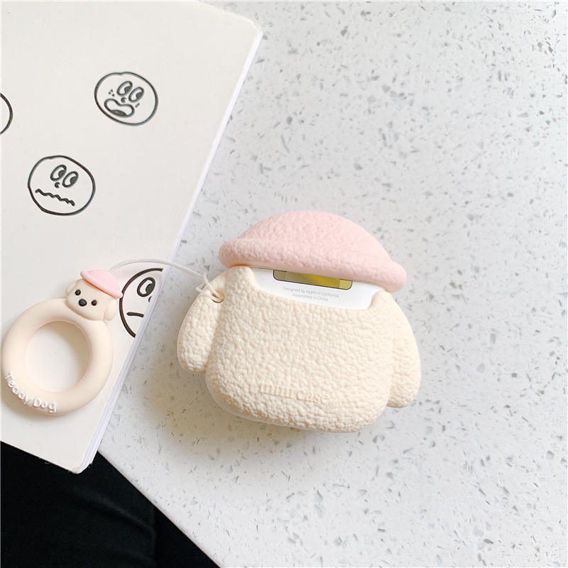 Vỏ bảo vệ hộp sạc tai nghe SPRISE kiểu chú chó có móc khóa dễ thương thích hợp cho Airpods Pro 1/ 2