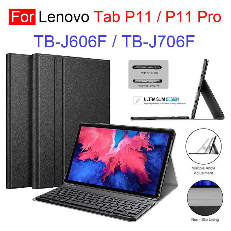 Bao Da Kèm Bàn Phím Không Dây Cho Lenovo Tab P11 Tb-J606F P11 Pro Tb-J706F