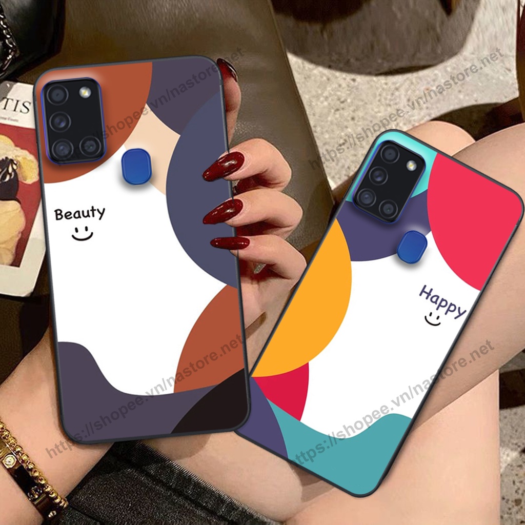 Ốp lưng Samsung A21s mặt cười, họa tiết caro đơn giản đẹp cute