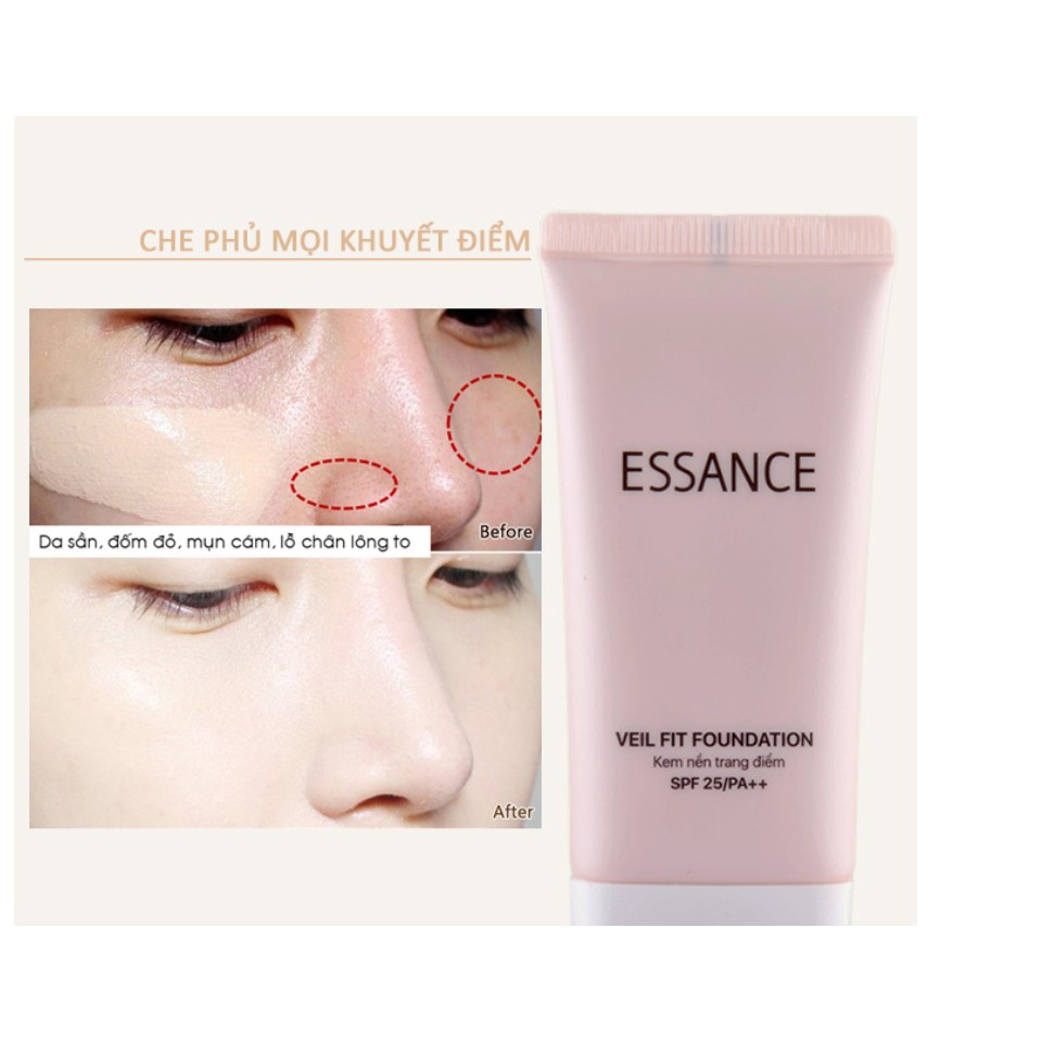 Kem Nền Essance Vdivov Veil Fit Foundation SPF25 PA++ 30ml .#25 Natural Beige Tông Da Ngâm