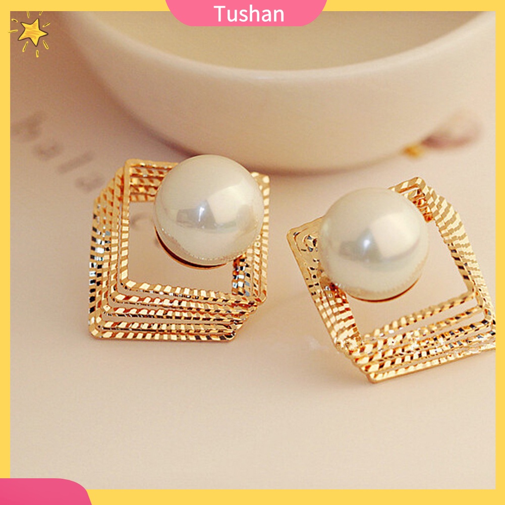 Đôi khuyên tai nhiều tầng đính ngọc trai giả thời trang cho nữ