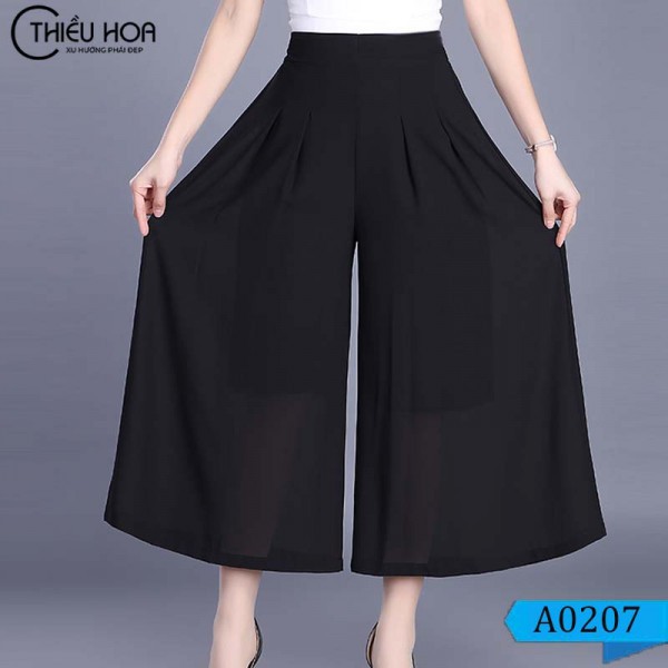 Quần Ống Rộng Chiffon Dáng Culottes Dành Cho Phụ Nữ Trung Niên Thiều Hoa A0207
