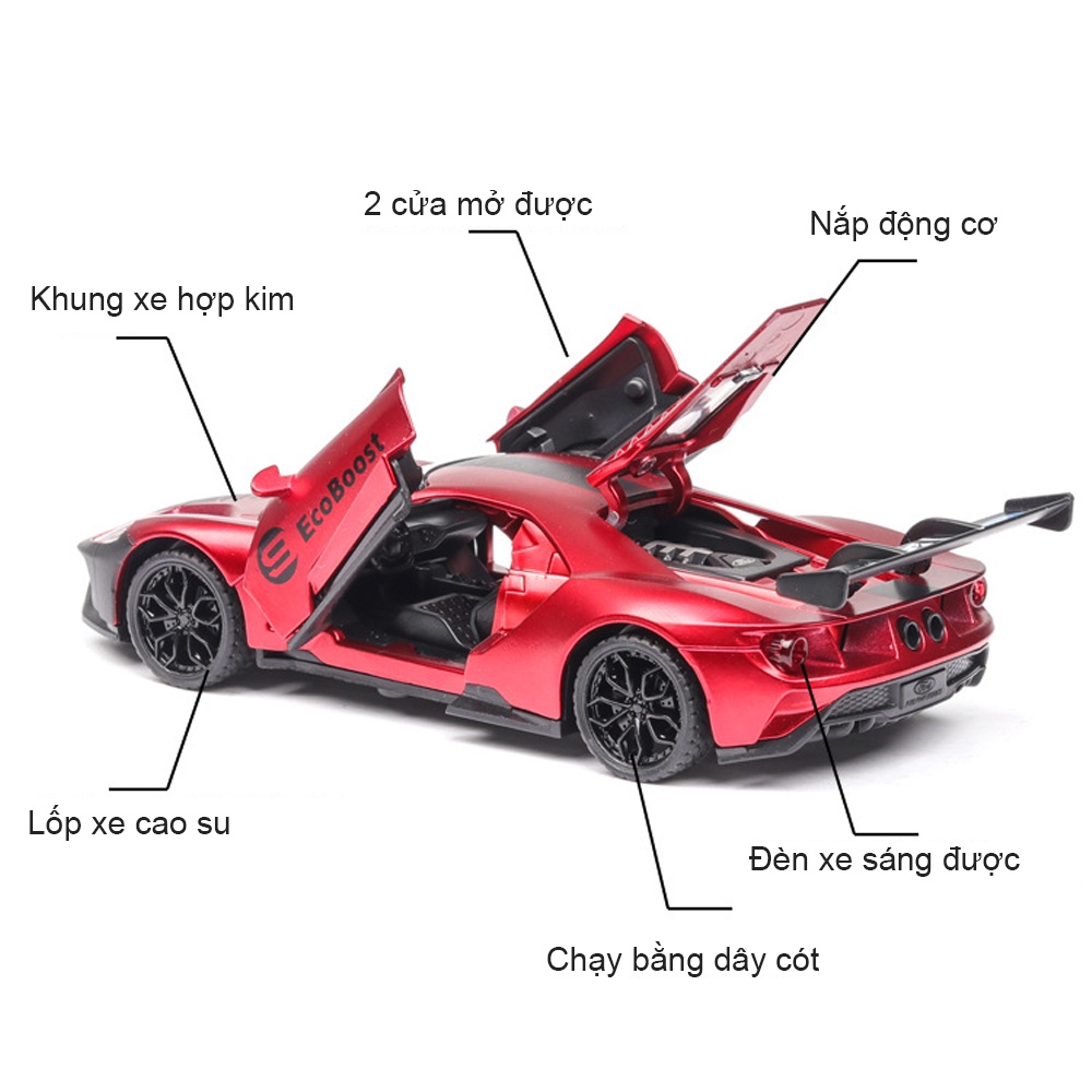 Mô hình xe Ford GT tỷ lệ 1:32 khung hợp kim, có đèn, âm thanh mô phỏng
