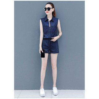 [TRỢ GIÁ] Set Bộ Denim Quần Short Áo Sát Nách