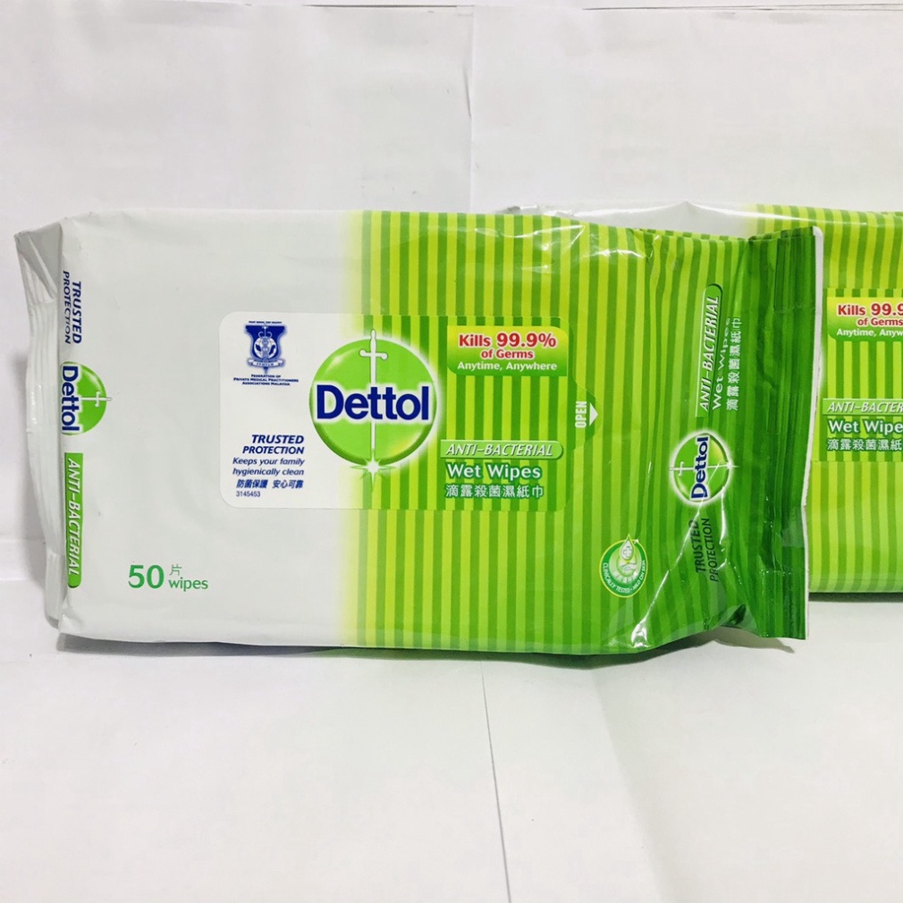 Khăn Ướt Dettol Kháng Khuẩn Gói 50 Miếng (CHÍNH HÃNG)