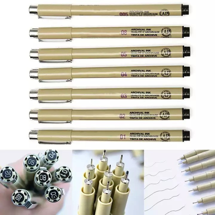 7pcs Set Drawing Pens Black Fine Liner Painting Art Sketching Supplies Tools_123Lifevn