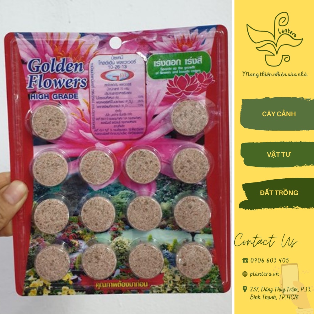 Phân Hữu Cơ Viên Nén Golden Flower Kích Hoa Sen Súng Vỉ 14 Viên - Phân Hữu Cơ - Phân Viên Nén - Phân Hữu Cơ Vi Sinh